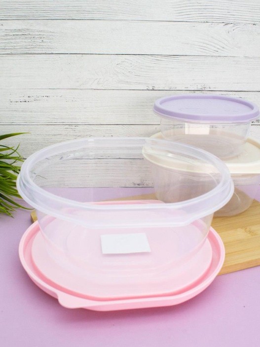 Набор контейнеров 3 шт. «Color life round» (2 л, 1 л, 0.53 л) 