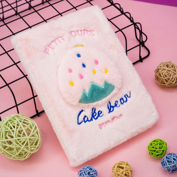 Блокнот плюшевый &quot;Cake bear&quot;, pink, 22 х 15 см, плотность 80 гр. 