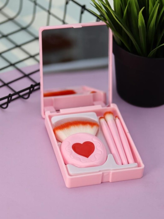 Набор кистей для макияжа + зеркало &quot;Sugar heart&quot;, 4 кисти 