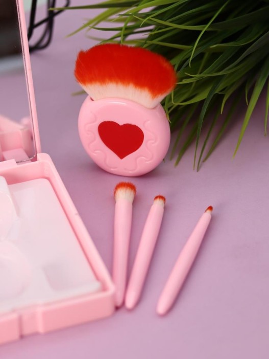 Набор кистей для макияжа + зеркало &quot;Sugar heart&quot;, 4 кисти 