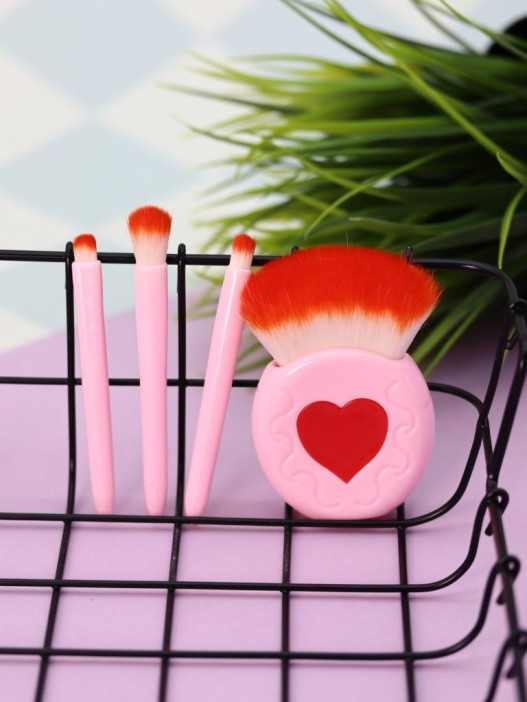 Набор кистей для макияжа + зеркало &quot;Sugar heart&quot;, 4 кисти 