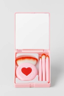 Набор кистей для макияжа + зеркало "Sugar heart", 4 кисти