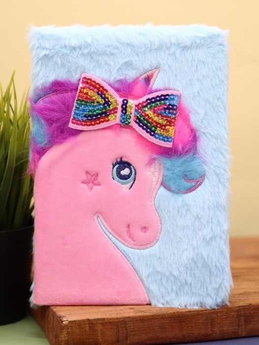 Блокнот плюшевый "Unicorn bow", blue 