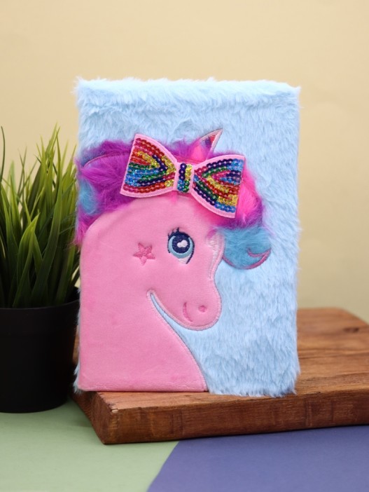 Блокнот плюшевый "Unicorn bow", blue 