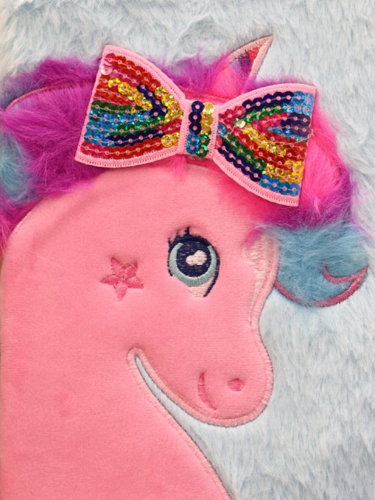Блокнот плюшевый "Unicorn bow", blue 