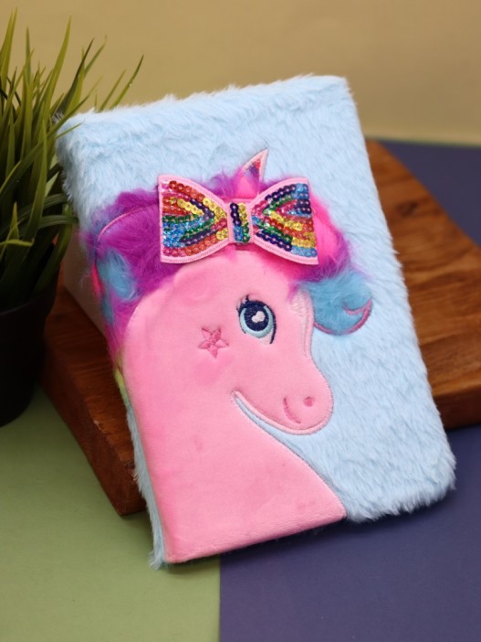 Блокнот плюшевый "Unicorn bow", blue 