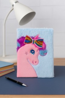 Блокнот плюшевый "Unicorn bow", blue