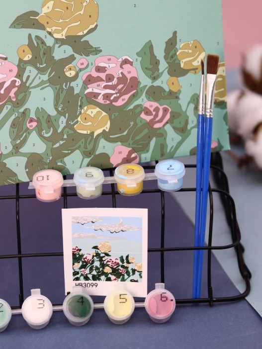 Картина по номерам на подрамнике Draw Me! «Yellow-pink flowers», (20*20 см) 