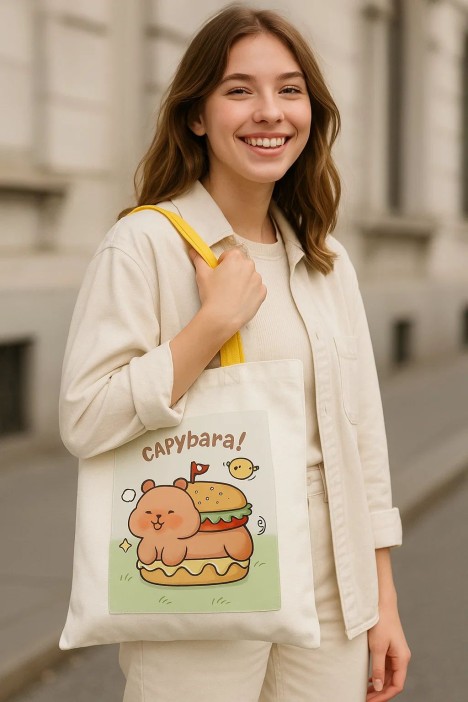 Сумка шоппер &quot;Capybara in a burger&quot;, white 