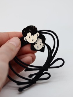 Набор резинок для волос GIRLY 2 шт. "Funny friends, kids", black