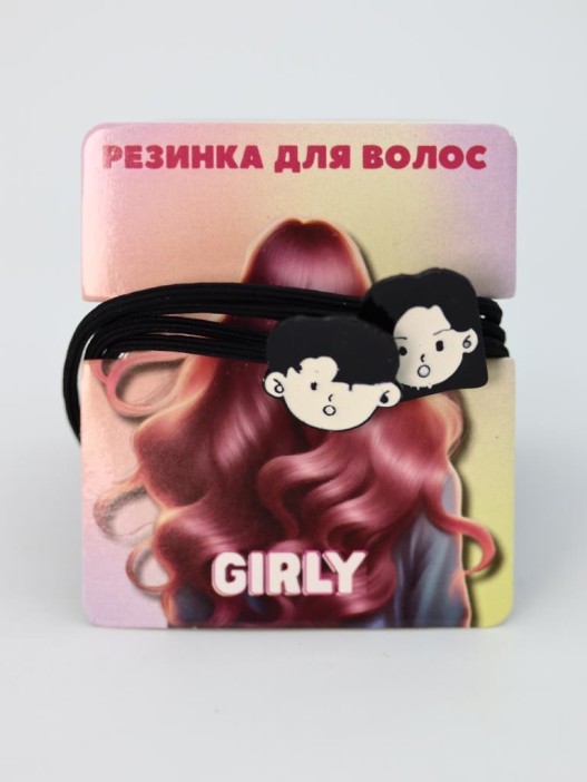 Набор резинок для волос GIRLY 2 шт. &quot;Funny friends, kids&quot;, black 