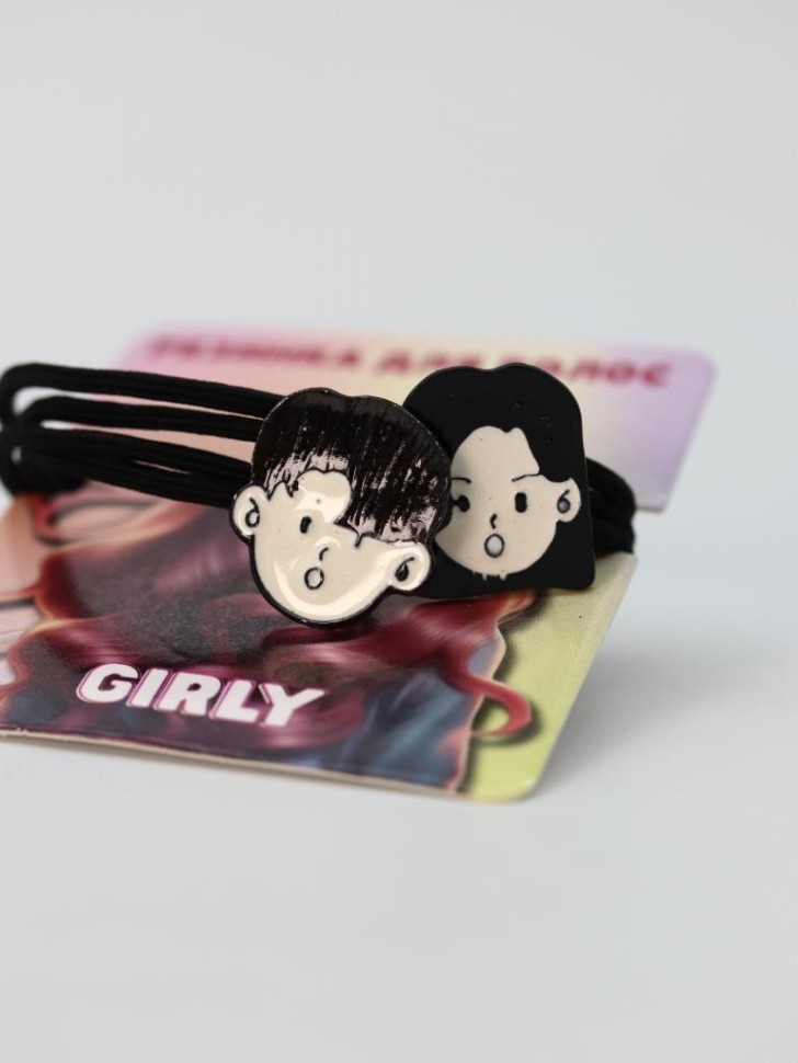 Набор резинок для волос GIRLY 2 шт. "Веселые друзья, малыши", черный