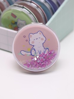 Зеркало шейкер раскладное "Сute kitten", розовое, 7*7 см