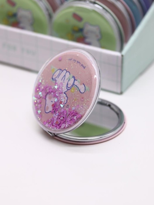 Зеркало шейкер раскладное &quot;Сute kitten&quot;, розовое, 7*7 см 