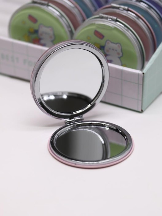 Зеркало шейкер раскладное &quot;Сute kitten&quot;, розовое, 7*7 см 