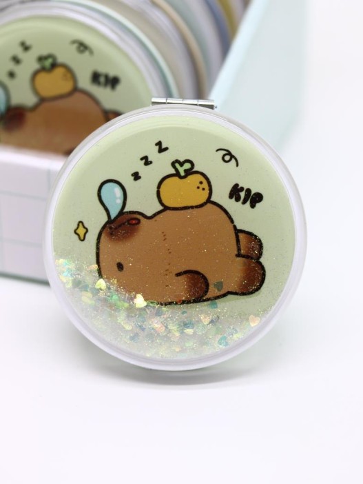 Зеркало шейкер раскладное &quot;Capybara&quot;, зелёное, 7*7 см 