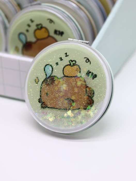 Зеркало шейкер раскладное &quot;Capybara&quot;, зелёное, 7*7 см 