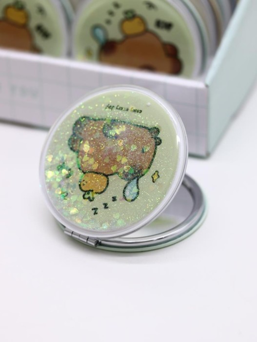 Зеркало шейкер раскладное &quot;Capybara&quot;, зелёное, 7*7 см 