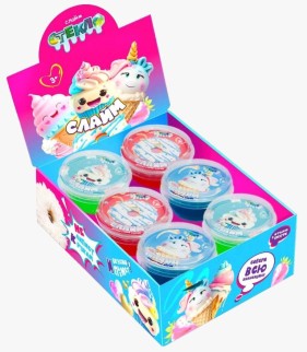 Шоу-бокс Слайм &quot;Стекло&quot;, Десертная серия, 6 банок (50 гр)