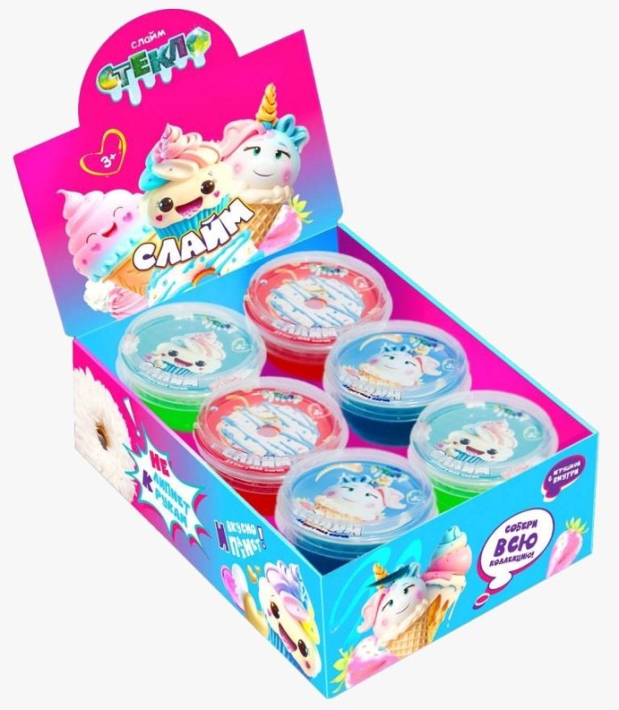 Шоу-бокс Слайм &quot;Стекло&quot;, Десертная серия, 6 банок (50 гр) 