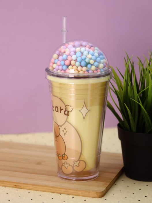 Тамблер iLikeGift "Капи с мандарином", жёлтый (450 мл) 