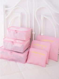 Набор органайзеров для путешествий 6 шт. "Laundry pouch", pink