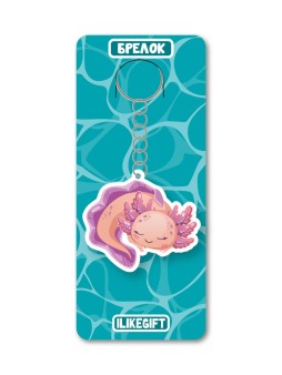 Брелок ECO из дерева iLikeGift "Аксолотль спит"
