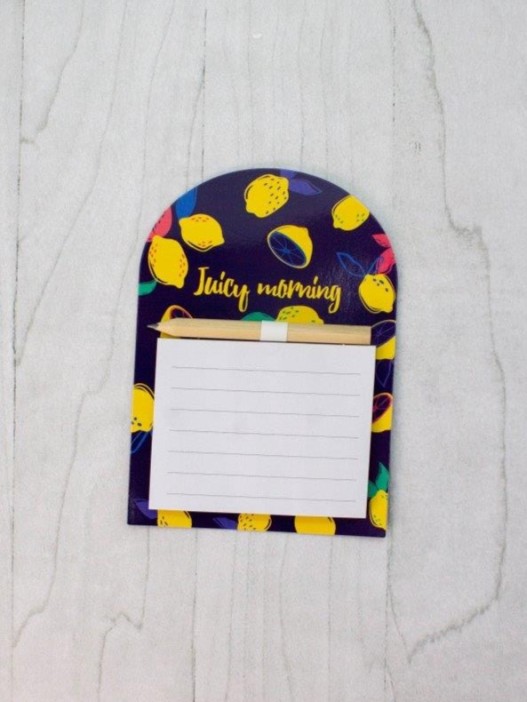 Магнитный блок для записей с карандашом «Lemons», blue, 10х14 см 