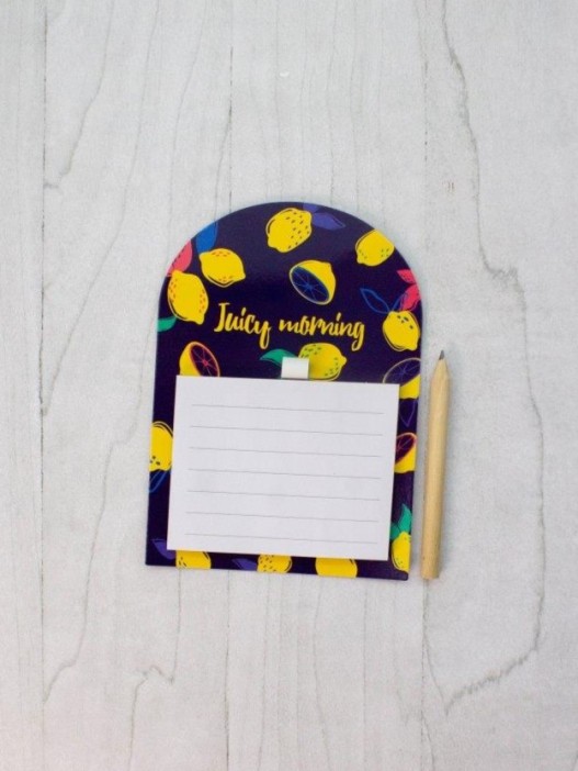 Магнитный блок для записей с карандашом «Lemons», blue, 10х14 см 