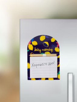 Магнитный блок для записей с карандашом "Лимоны", синий, 10х14 см