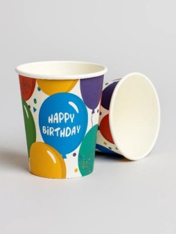 Набор бумажных стаканов 6 шт. "Colorful balloons", (9 см)