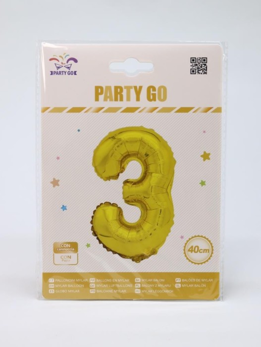 Шар фольгированный &quot;Milestone moments&quot; цифра 3, золото (40 см) 