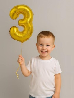 Шар фольгированный "Milestone moments" цифра 3, золото (40 см)