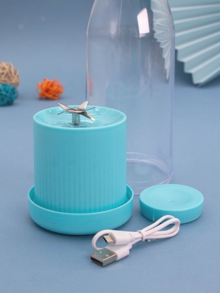 Блендер портативный "Упрощай", синий, USB, (21,5*7,5 см)