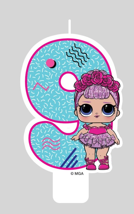 Парафиновая свеча в торт &quot;LOL. Цифра 9 , с героем&quot; 