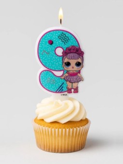 Парафиновая свеча в торт "LOL. Цифра 9 , с героем"