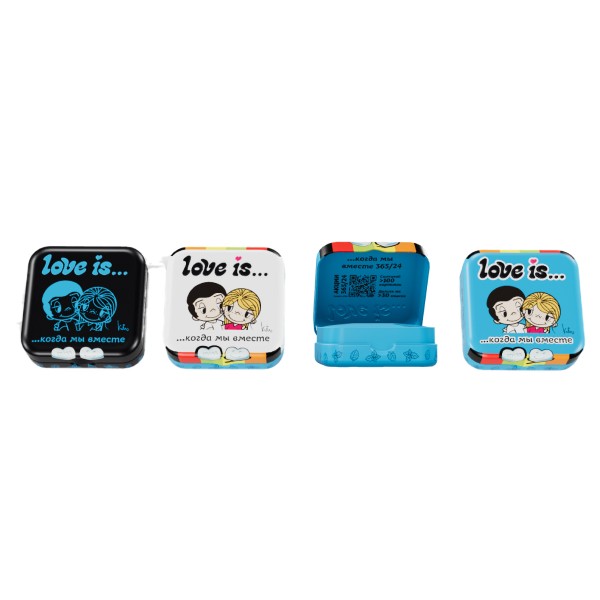 Освежающие конфеты &quot;LOVE IS&quot; в форме сердца, со вкусом мяты, 12шт, жестяная баночка 