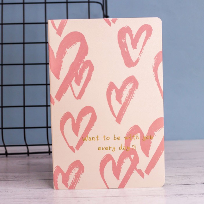 Тетрадь (A5) "Pink hearts transparent", (13.5*20.5) 