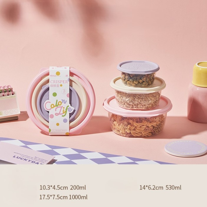 Набор контейнеров 3 шт. «Color life round»  (1 л, 0.53 л, 0.2 л) 