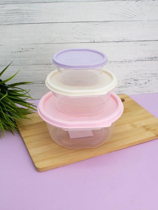 Набор контейнеров 3 шт. «Color life round»  (1 л, 0.53 л, 0.2 л) 