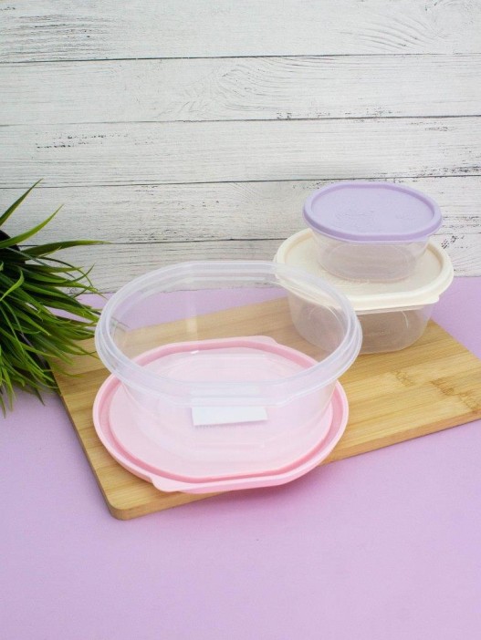 Набор контейнеров 3 шт. «Color life round»  (1 л, 0.53 л, 0.2 л) 