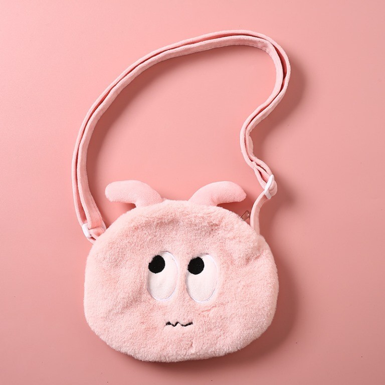 Сумочка плюшевая "Маленькие товарищи", розовая (15*20 см)