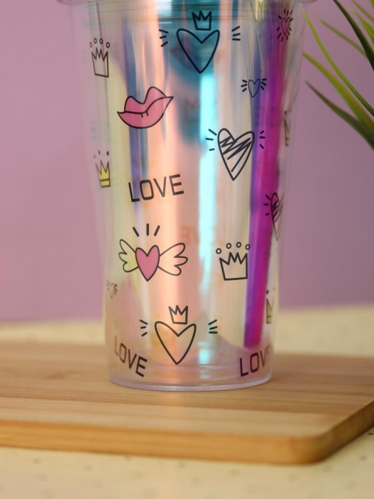 Тамблер iLikeGift &quot;Love heart&quot;, purple (450 ml) 