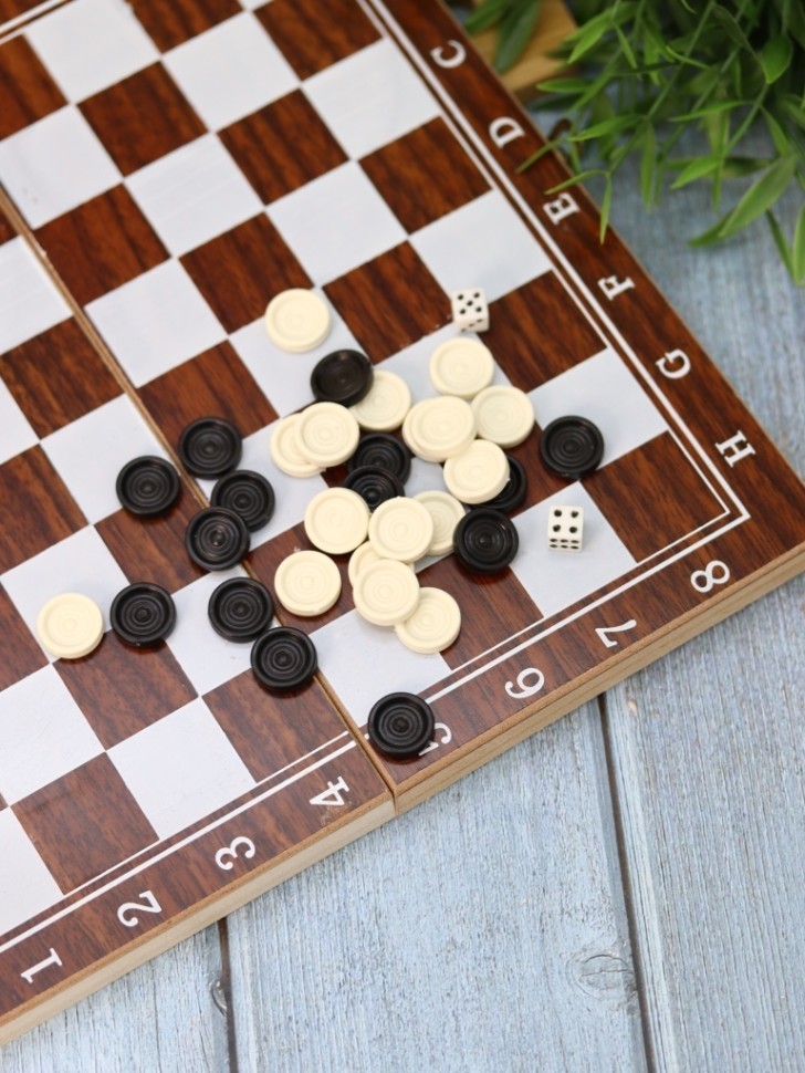 Игра настольная 3 в 1 "Шахматы, шашки, нарды" 25*25см