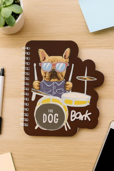 Блокнот на спирали (B6) &quot;Dog drummer&quot;, brown (13*18) 