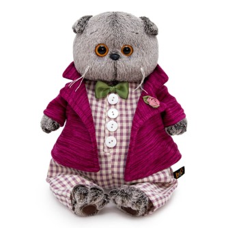 Мягкая игрушка "Кот Басик в комбинезоне и пиджаке" (19 см)