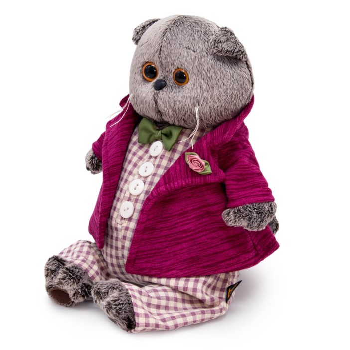 Мягкая игрушка &quot;Кот Басик в комбинезоне и пиджаке&quot; (19 см) 