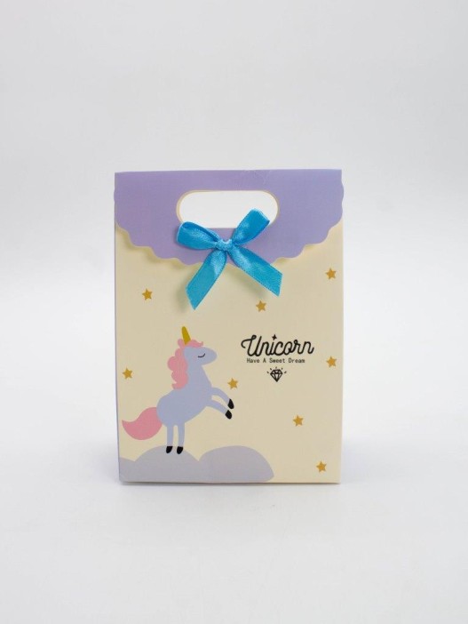 Пакет подарочный (XS) &quot;Lovely unicorn&quot;, yellow (12x6x16) 
