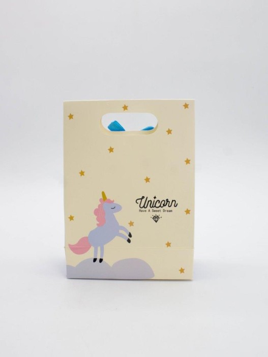 Пакет подарочный (XS) &quot;Lovely unicorn&quot;, yellow (12x6x16) 