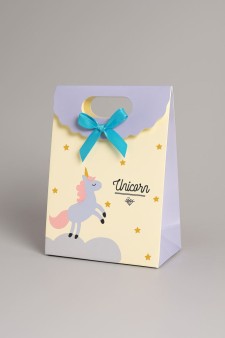 Пакет подарочный (XS) "Lovely unicorn", yellow (12x6x16)